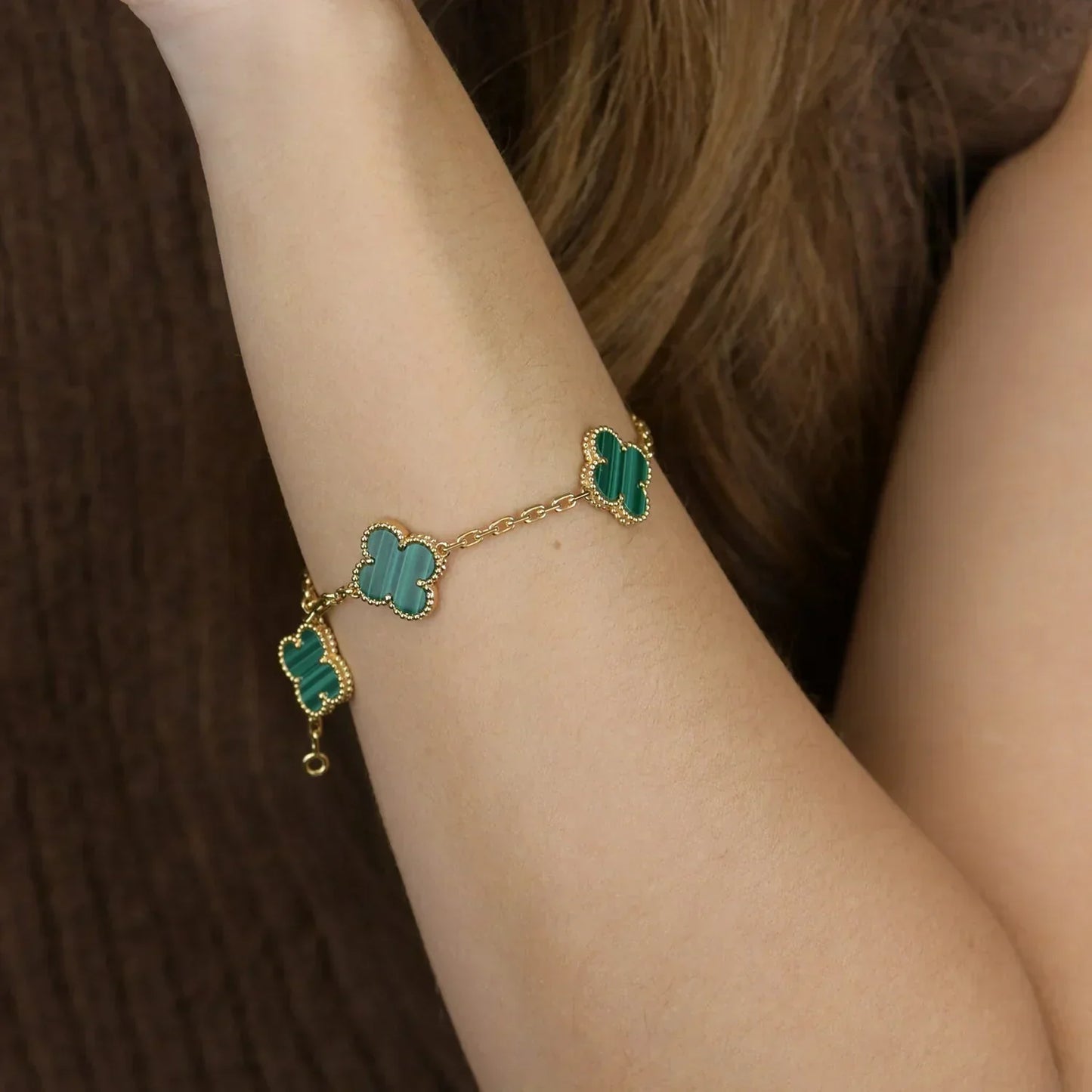 [Spark] CLOVER 5 MOTIF MALACHITE BRACELET COLLECTION