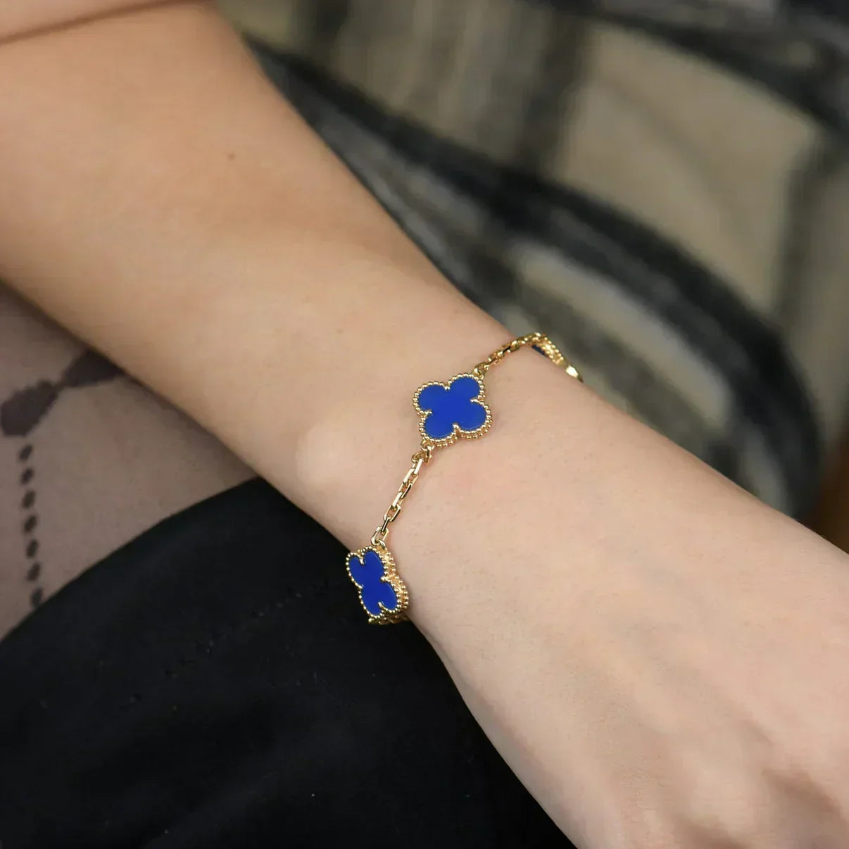 [Spark] CLOVER 5 MOTIF BLUE AGATE BRACELET COLLECTION