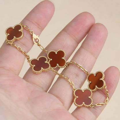 [Spark] CLOVER 5 MOTIF RED CORNELIAN BRACELET COLLECTION