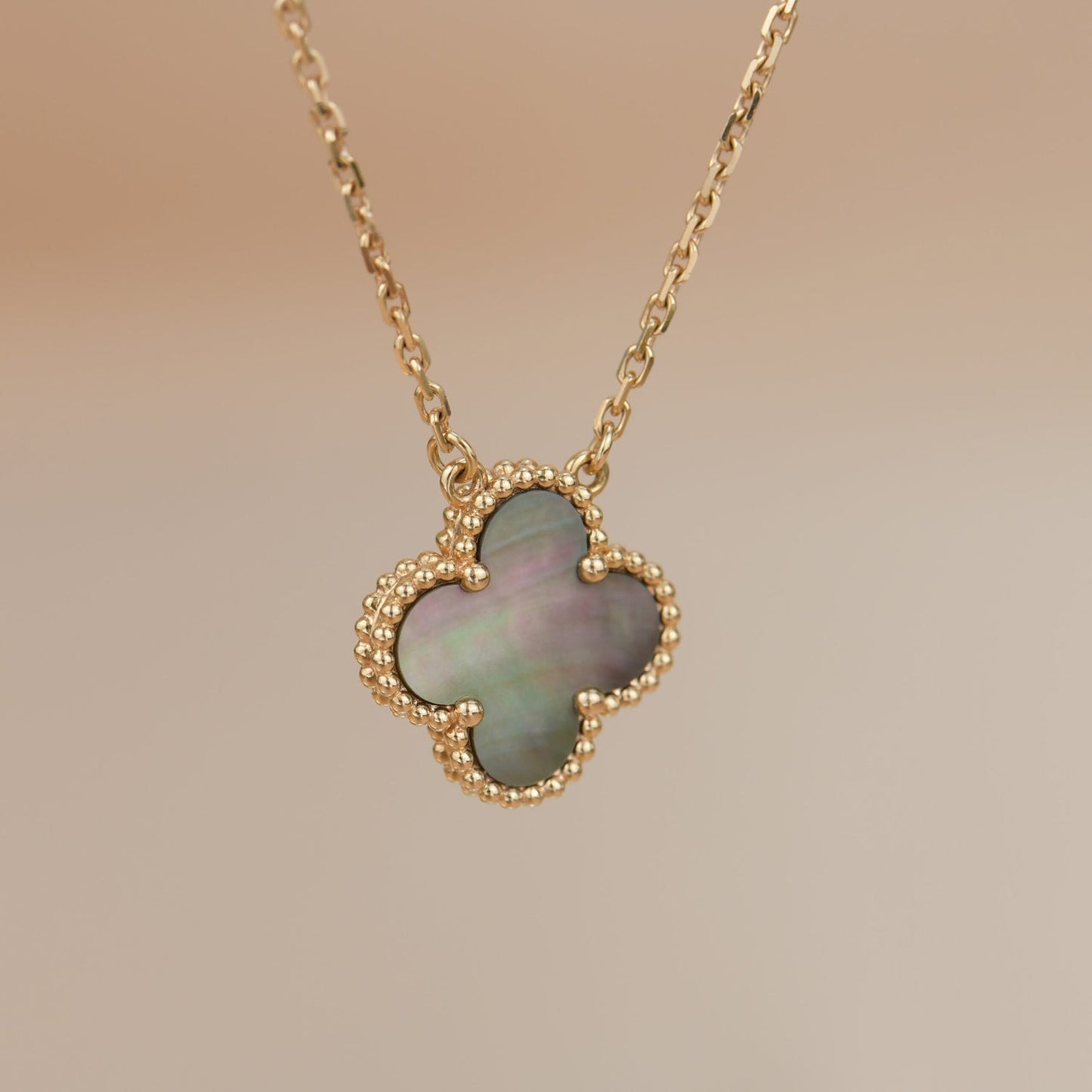 [Spark]CLOVER 15MM  GRAY MOTHER OF PEARL NECKLACE