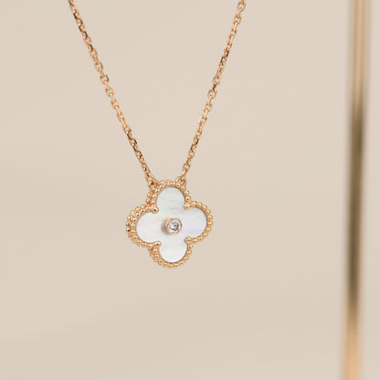 [Spark]CLOVER 15MM DIAMOND WHITE FRITILLARIA NECKLACE