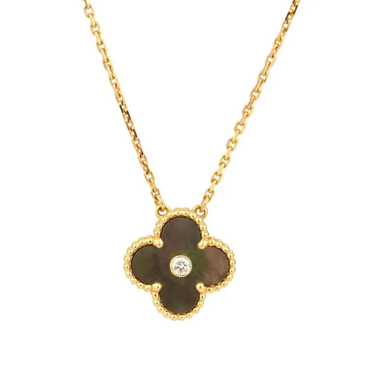 [Spark]CLOVER 15MM DIAMOND AND MOTHER-OF-GREY NECKLACE
