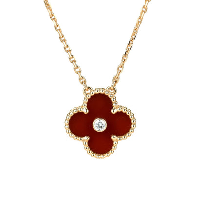 [Spark]CLOVER 15MM DIAMOND CARNELIAN NECKLACE