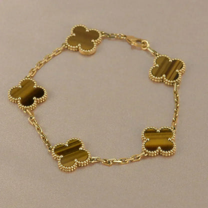 [Spark] CLOVER 5 MOTIFS TIGER EYE BRACELET COLLECTION
