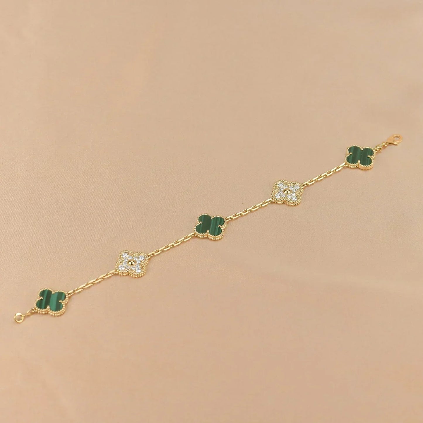 [Spark] CLOVER 5 MOTIF MALACHITE BRACELET COLLECTION