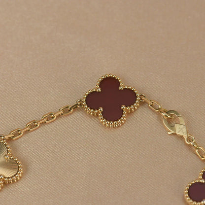 [Spark] CLOVER 5 MOTIF RED CORNELIAN BRACELET COLLECTION