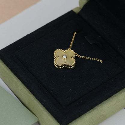 [Spark]CLOVER 15MM DIAMOND GOLD MOTHER OF PEARL NECKLACE