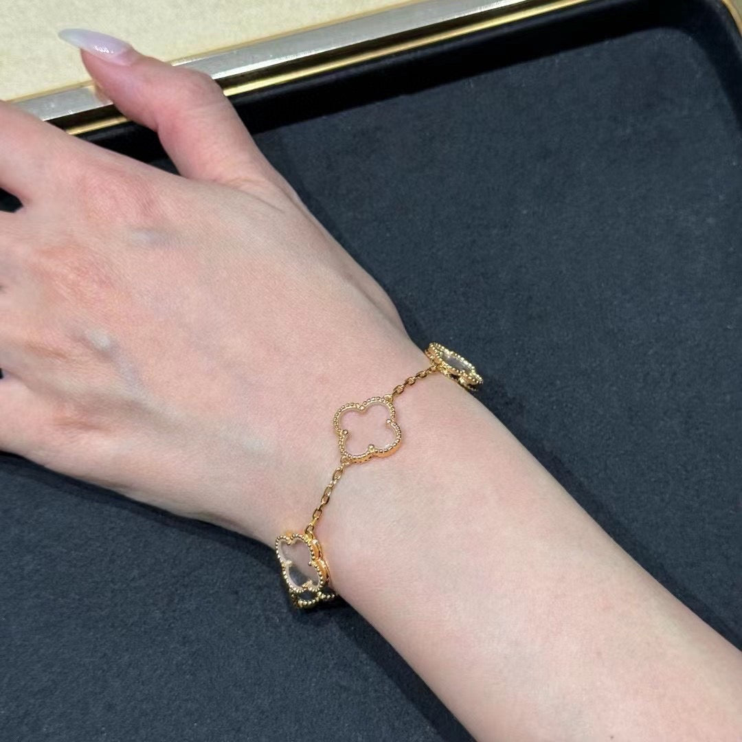 [Spark]CLOVER 5 MOTIF ROCK CRYSTAL BRACELET