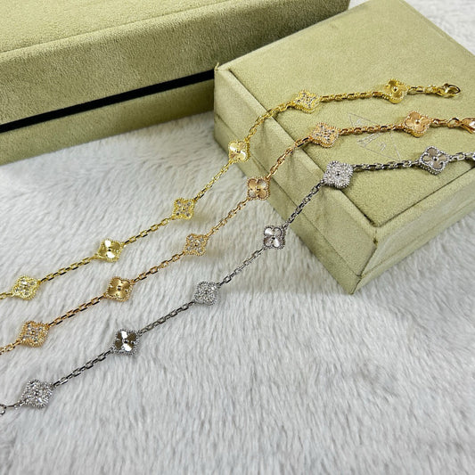 [Spark]CLOVER 6 MOTIF DIAMOND LASER BRACELET-w