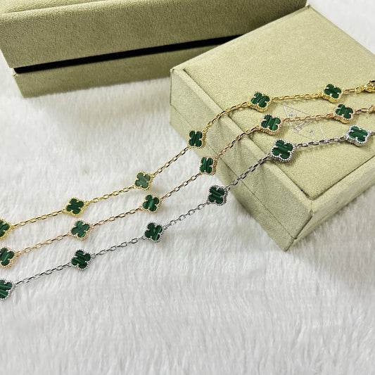 [Spark]CLOVER 6 MOTIF MALACHITE BRACELET-w