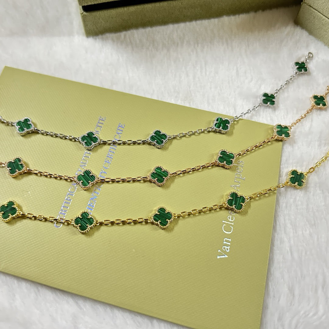 [Spark]CLOVER 6 MOTIF MALACHITE BRACELET-w