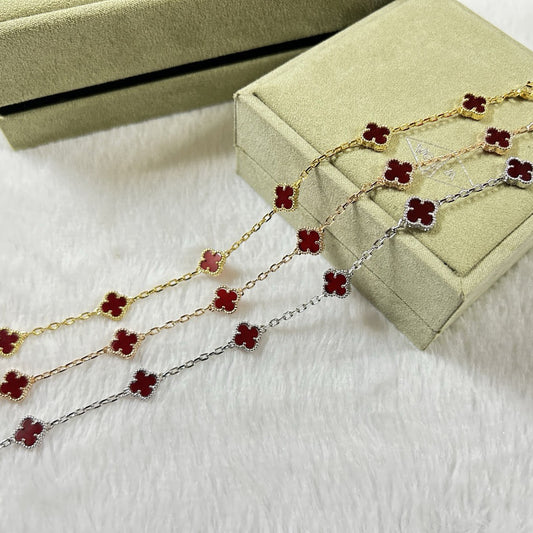 [Spark]CLOVER 6 MOTIF RED AGATE BRACELET-w