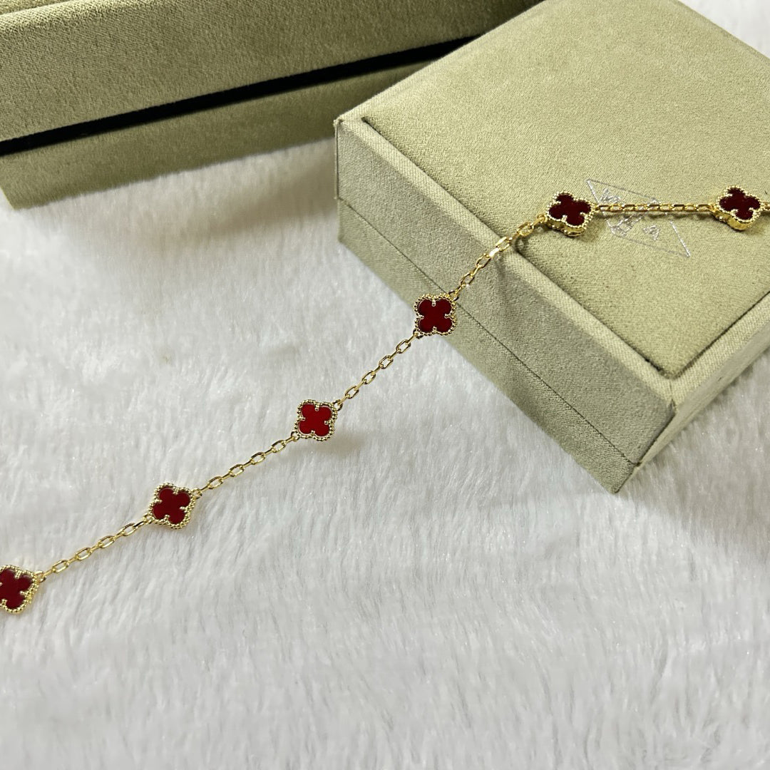 [Spark]CLOVER 6 MOTIF RED AGATE BRACELET-w