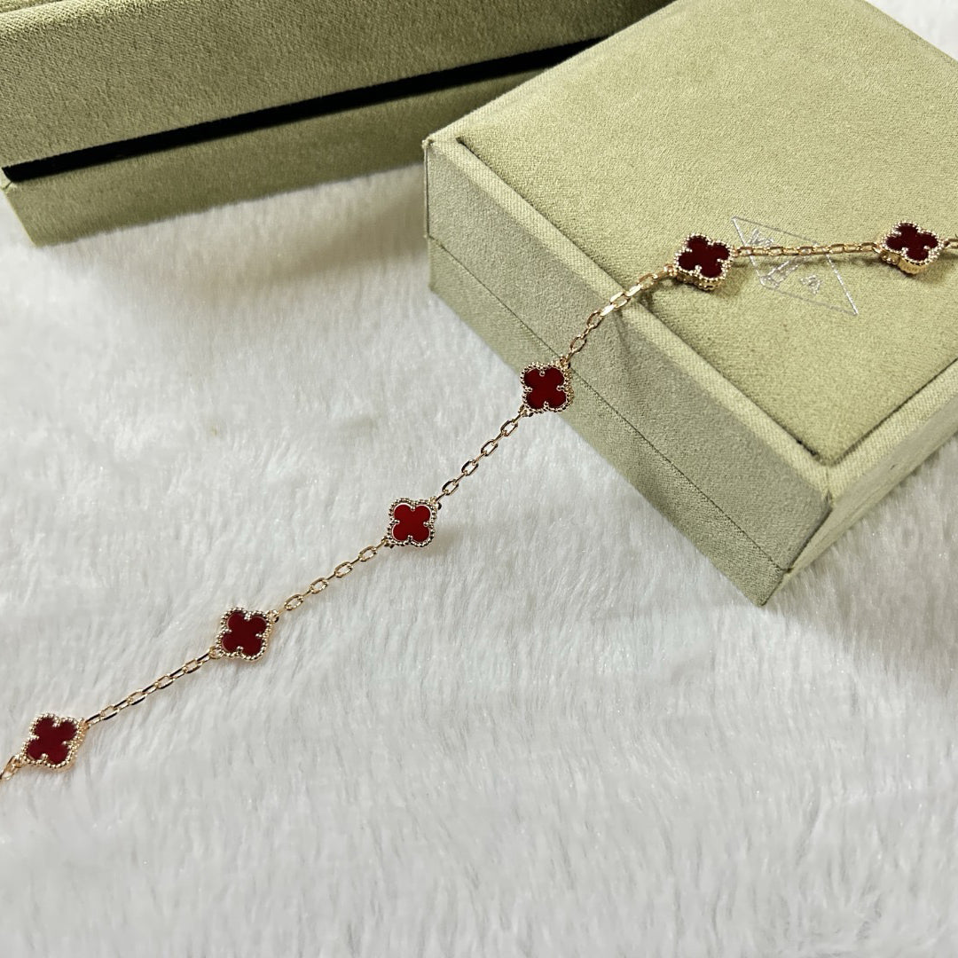 [Spark]CLOVER 6 MOTIF RED AGATE BRACELET-w