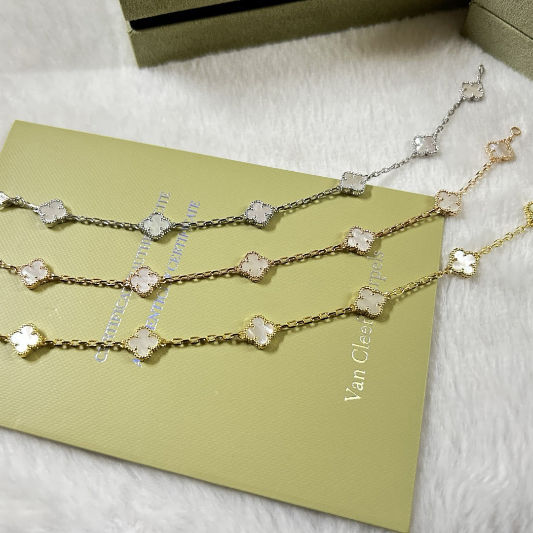 [Spark]CLOVER 6 MOTIF WHITE MOP BRACELET-w