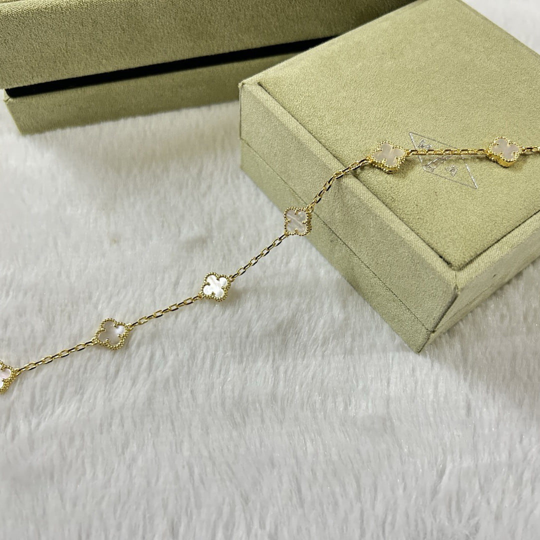 [Spark]CLOVER 6 MOTIF WHITE MOP BRACELET-w
