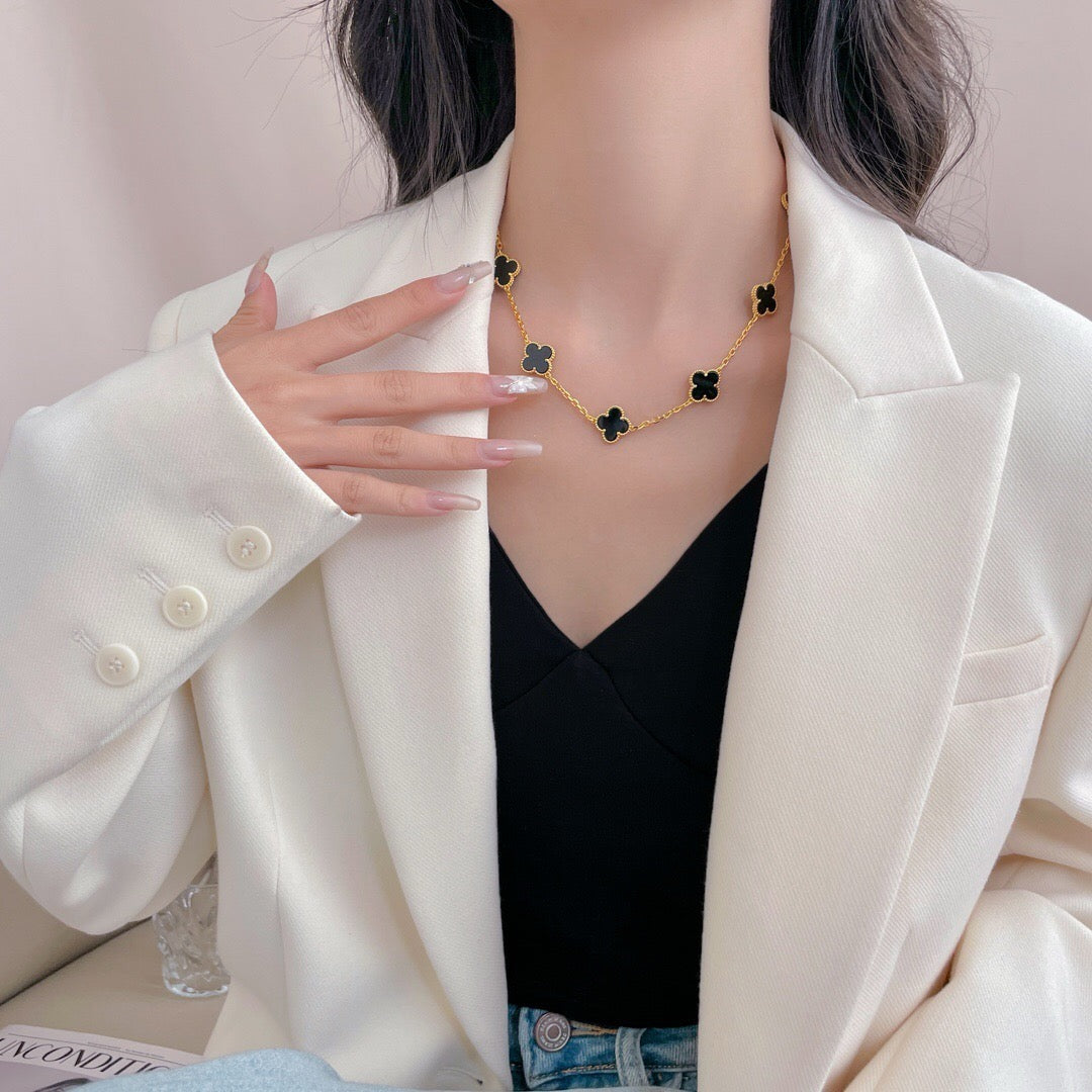 [Spark]CLOVER 10 MOTIFS ONYX NECKLACE