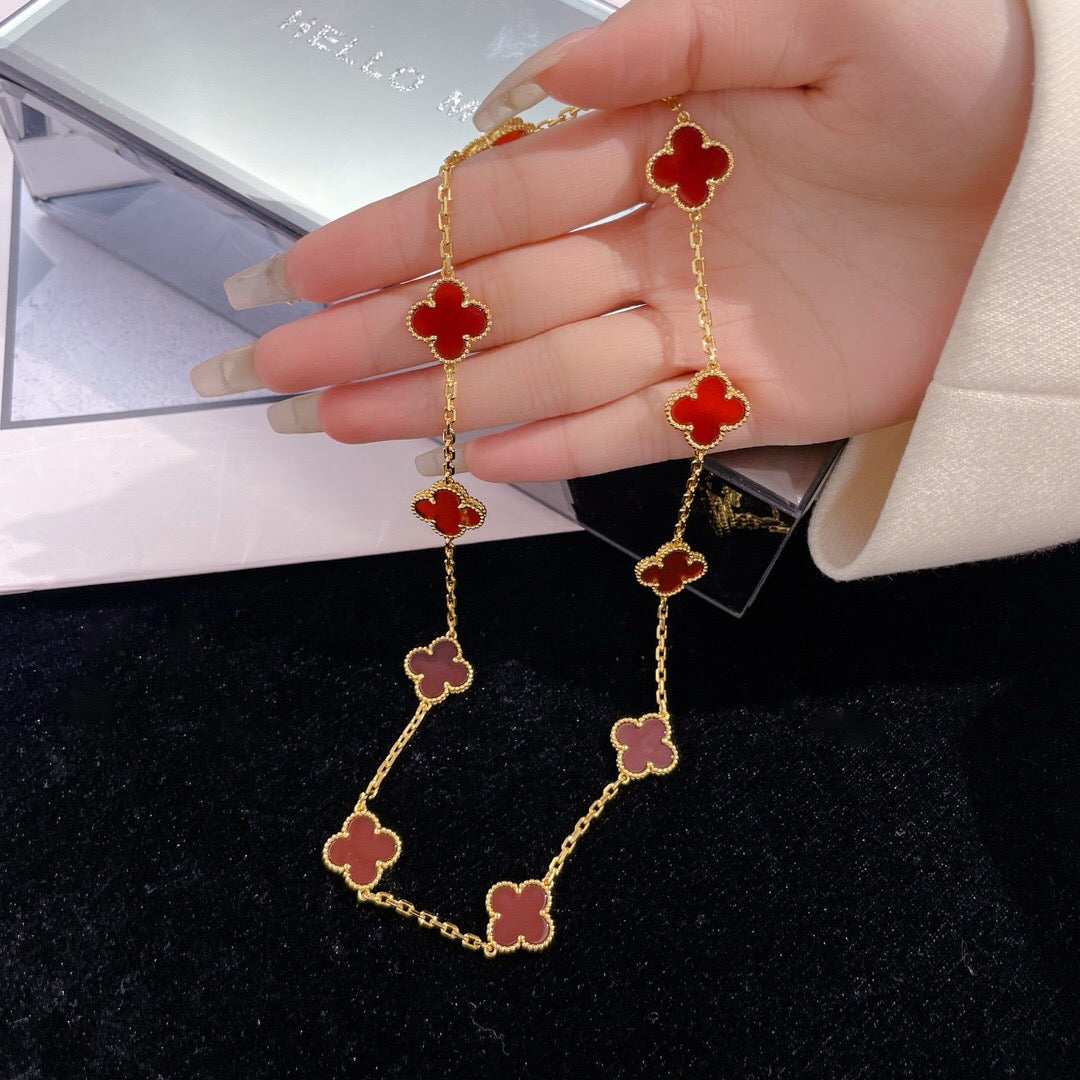 [Spark]CLOVER 10 MOTIFS CARNELIAN NECKLACE