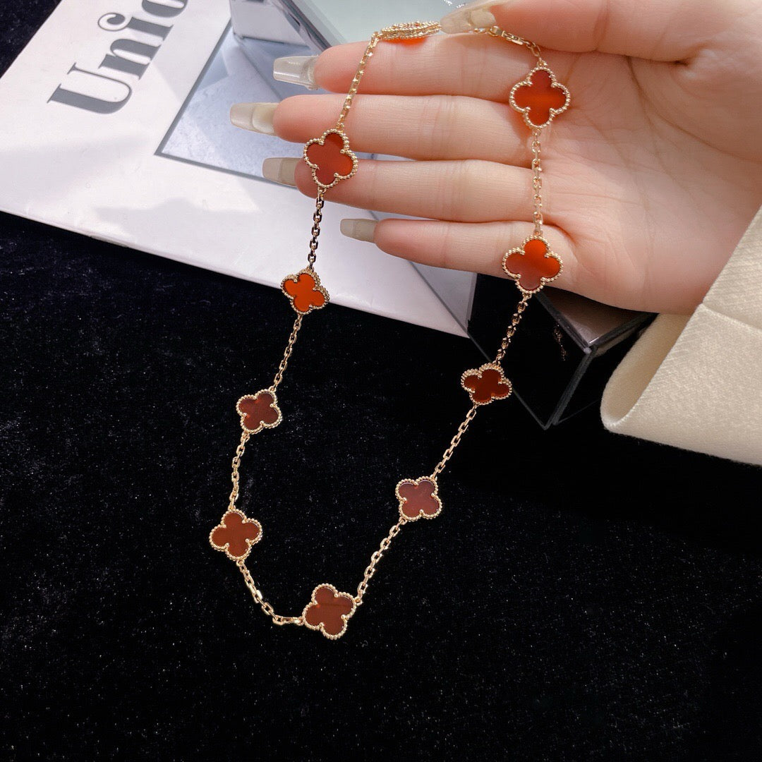 [Spark]CLOVER 10 MOTIFS CARNELIAN NECKLACE