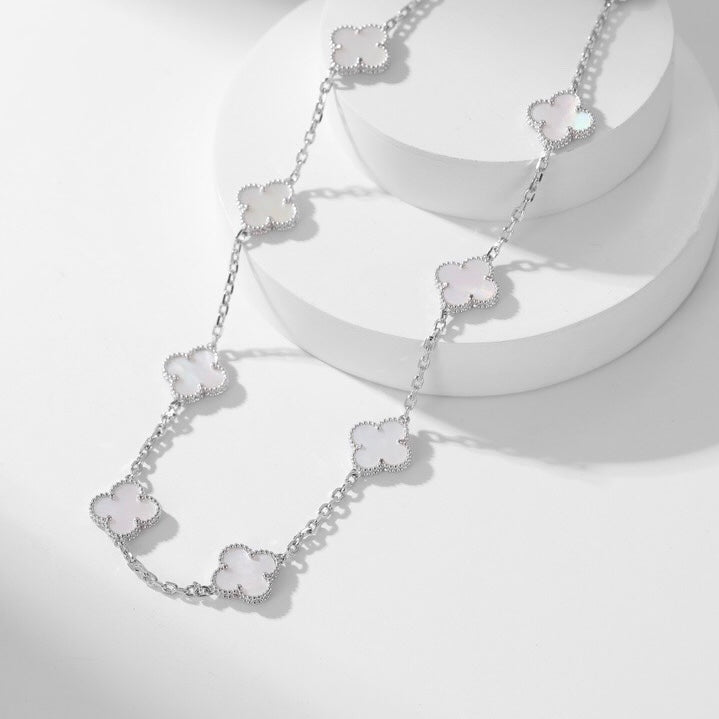 [Spark]CLOVER 10 MOTIFS WHITE MOTHER OF PEARL NECKLACE