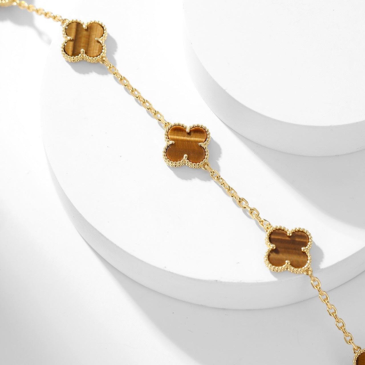 [Spark]CLOVER 10 MOTIFS TIGER EYE NECKLACE