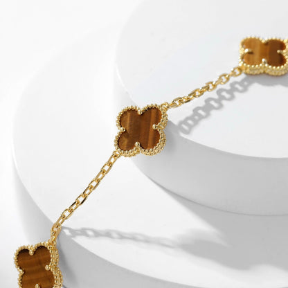 [Spark]CLOVER 10 MOTIFS TIGER EYE NECKLACE
