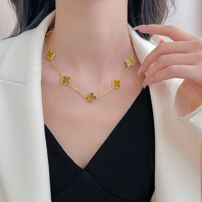 [Spark]CLOVER 10 MOTIFS TIGER EYE NECKLACE