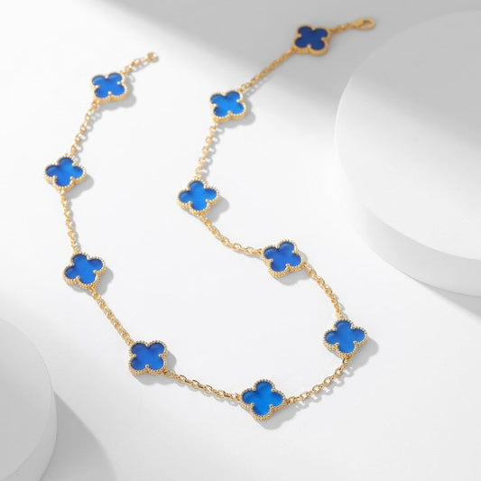 [Spark]CLOVER 10 MOTIFS BLUE AGATE NECKLACE