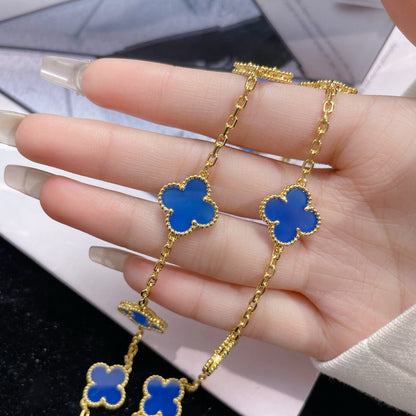 [Spark]CLOVER 10 MOTIFS BLUE AGATE NECKLACE
