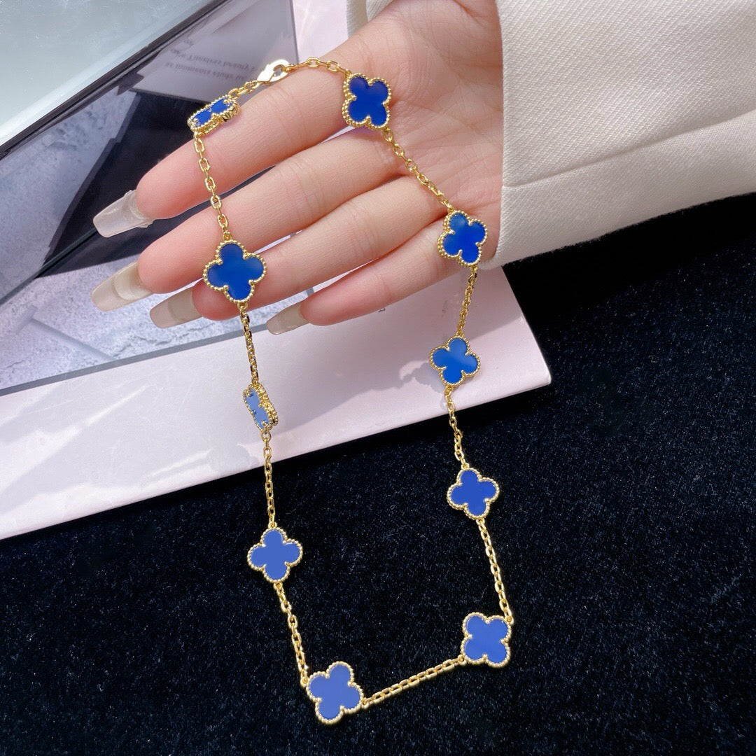 [Spark]CLOVER 10 MOTIFS BLUE AGATE NECKLACE