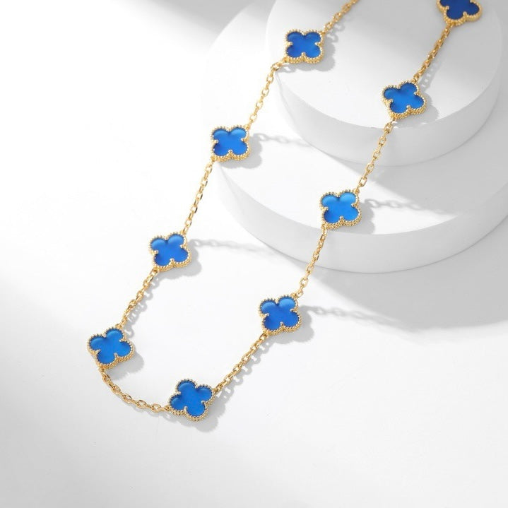 [Spark]CLOVER 10 MOTIFS BLUE AGATE NECKLACE
