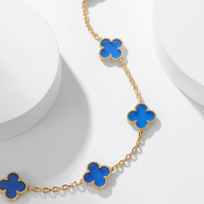 [Spark]CLOVER 10 MOTIFS BLUE AGATE NECKLACE