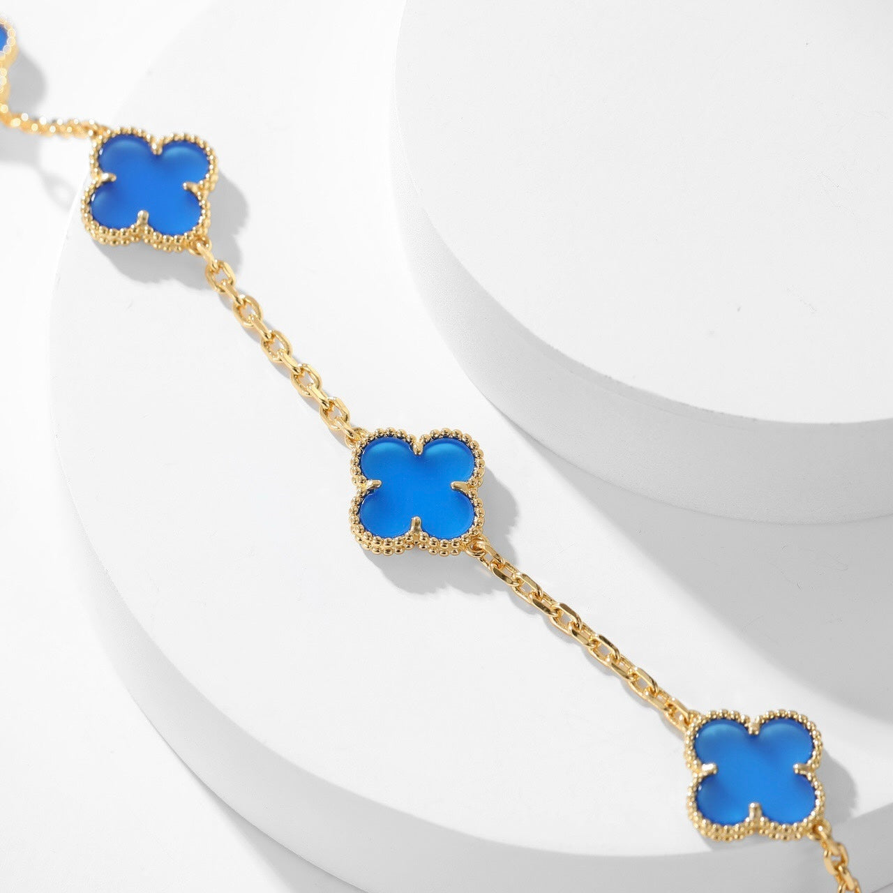 [Spark]CLOVER 10 MOTIFS BLUE AGATE NECKLACE