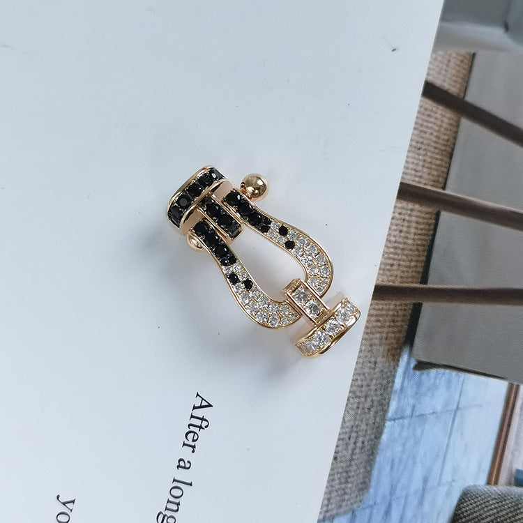 [Spark]FORCE LARGE HORSESHOE BLACK WHITE DIAMOND BRACELET SILVER