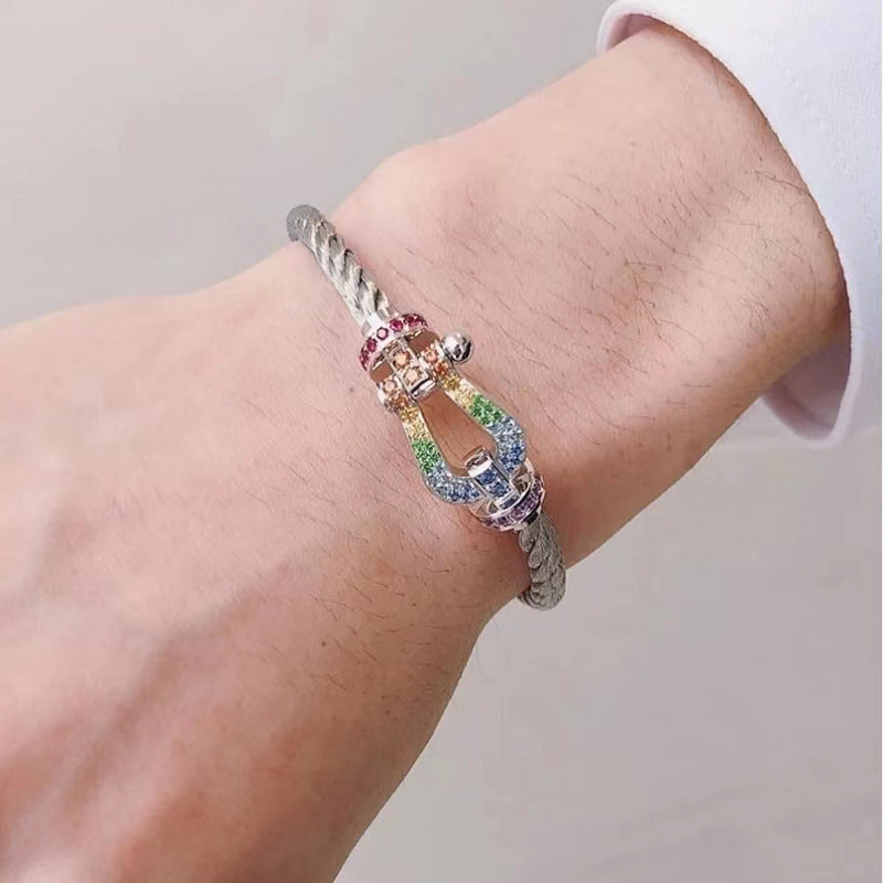 [Spark]FORCE LARGE HORSESHOE  COLORED DIAMOND BRACELET Spark GOLD