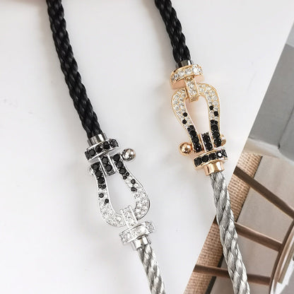 [Spark]FORCE LARGE HORSESHOE BLACK WHITE DIAMOND BRACELET Spark GOLD