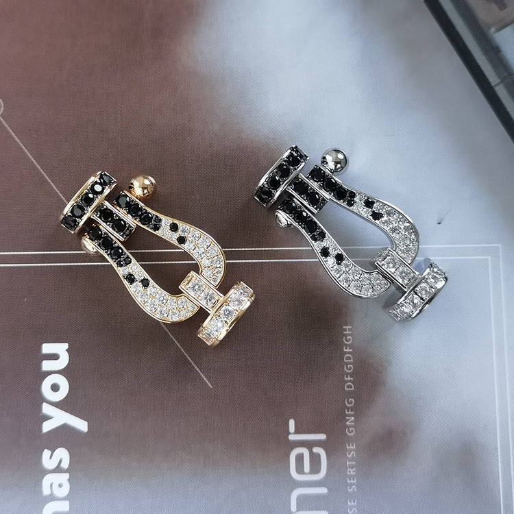 [Spark]FORCE LARGE HORSESHOE BLACK WHITE DIAMOND BRACELET Spark GOLD