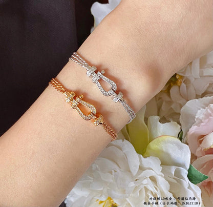 [Spark]FORCE SMALL HORSESHOE  DIAMOND CHAIN ROPE BRACELET