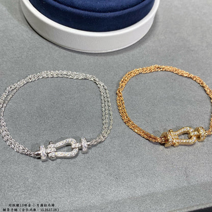 [Spark]FORCE SMALL HORSESHOE  DIAMOND CHAIN ROPE BRACELET