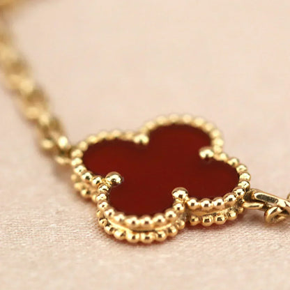 [Spark] CLOVER 5 MOTIF RED CORNELIAN BRACELET COLLECTION