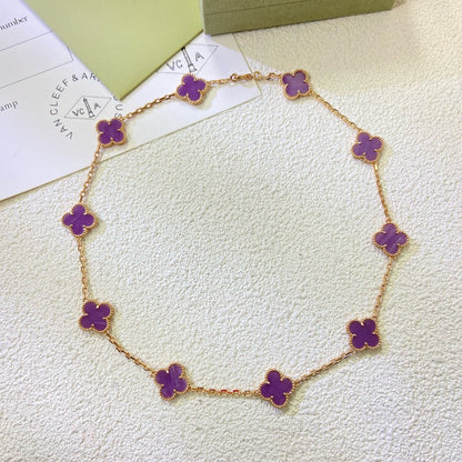 [Spark Jewelry]CLOVER 10 MOTIFS  PURPLE VIOLET  NECKLACE