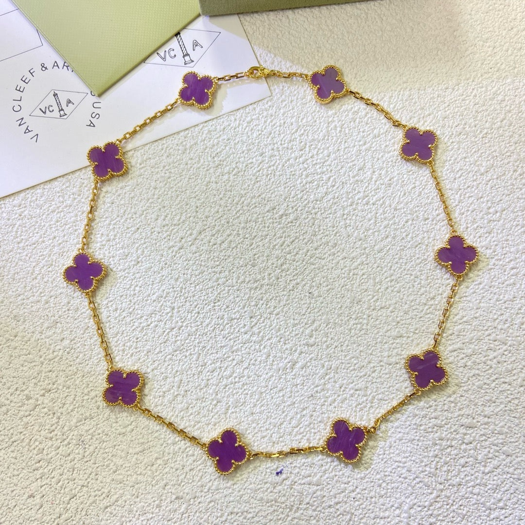 [Spark Jewelry]CLOVER 10 MOTIFS  PURPLE VIOLET  NECKLACE