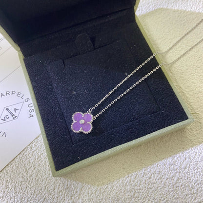 [Spark Jewelry]CLOVER 15MM DIAMOND  PURPLE VIOLET NECKLACE