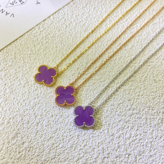 [Spark Jewelry]CLOVER 15MM  PURPLE VIOLET NECKLACE
