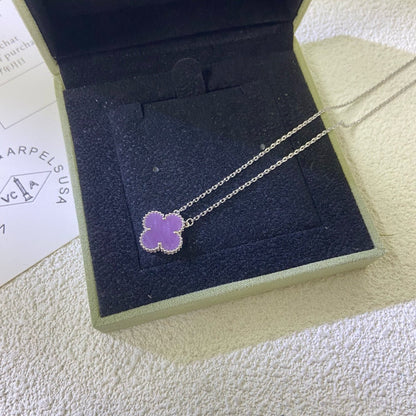 [Spark Jewelry]CLOVER 15MM  PURPLE VIOLET NECKLACE