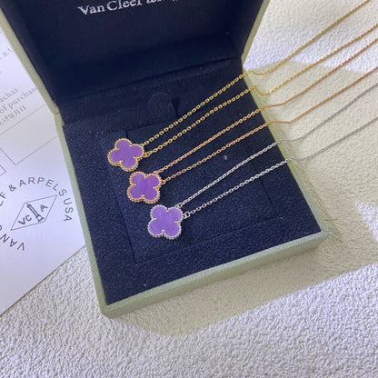 [Spark Jewelry]CLOVER 15MM  PURPLE VIOLET NECKLACE