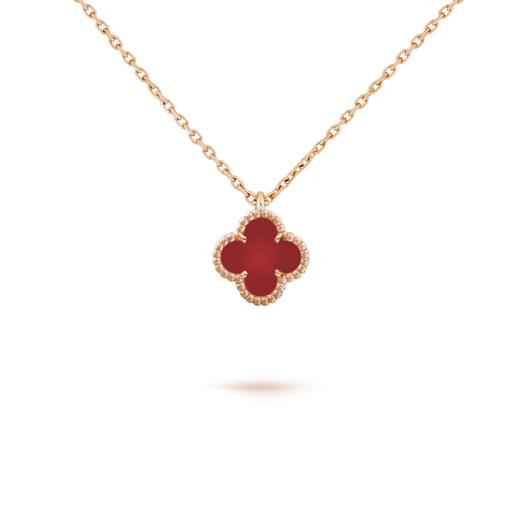 [Spark]CLOVER MINI 9.5MM WHITE CARNELIANS NECKLACE