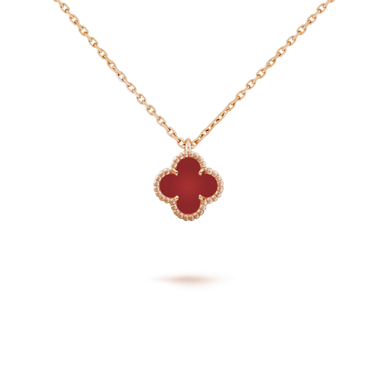 [Spark]CLOVER MINI 9.5MM WHITE CARNELIANS NECKLACE