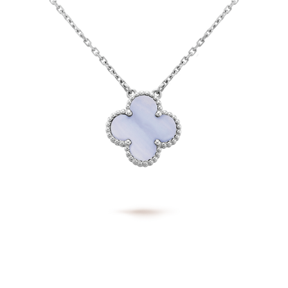 [Spark]CLOVER 15MM BLUE CHALCEDONY NECKLACE SILVER