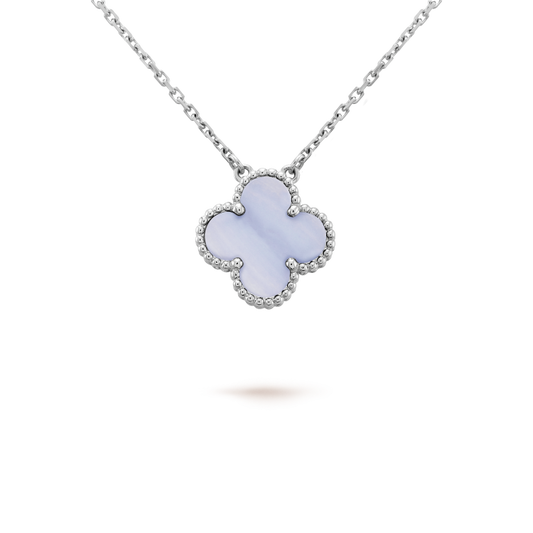 [Spark]CLOVER 15MM BLUE CHALCEDONY NECKLACE SILVER